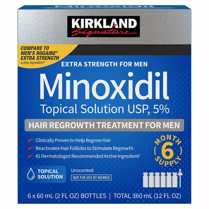 美國 Kirkland Minoxidil 5% 男士生髮水 一盒六支 x 60ml – 共 6個月份量 (美國代購)